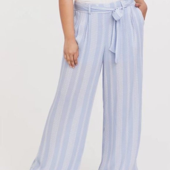 torrid Pants - Torrid Size 1 Light Blue Geo Stripe Gauze Pants